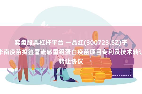 实盘股票杠杆平台 一品红(300723.SZ)子公司华南疫苗拟签署流感重组蛋白疫苗项目专利及技术转让协议